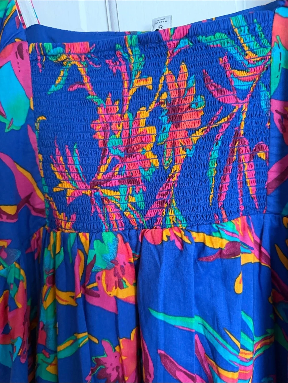 J. Crew Bright Blue Floral Dress NWT Size 8 - Picture 5 of 7